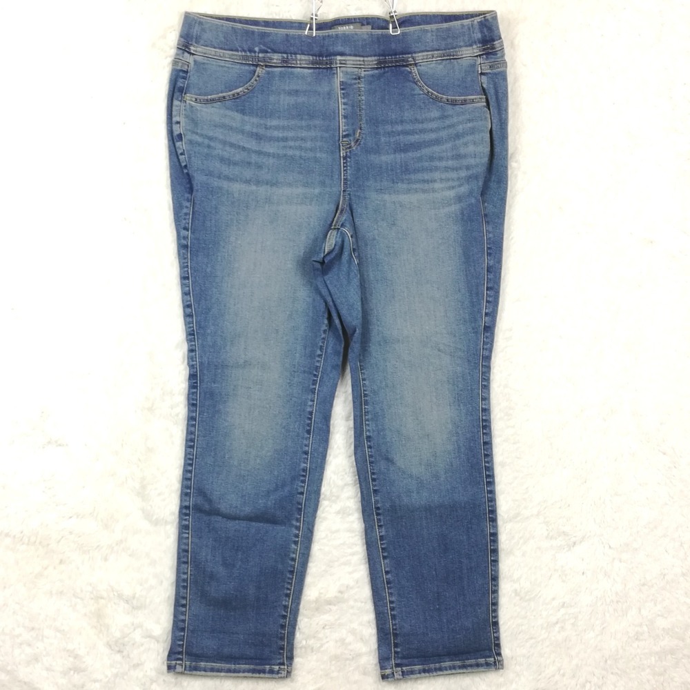Torrid Womens Jeans Lean Jean Super Soft Blue Denim Pull On‎ High Plus Short 2S